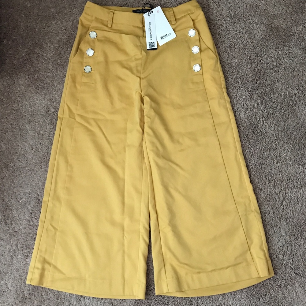 New Yellow Cropped 7/8 Pants - Picture 5 of 6